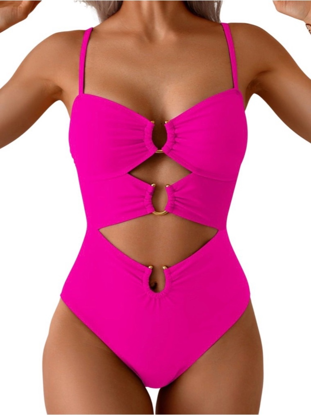 Amazon Hot Pink Ring Cutout One-Piece Swimsuit